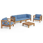 Ensemble de conversation d'extérieur Brava 6 pièces en bois d'acacia par Christopher Knight Home