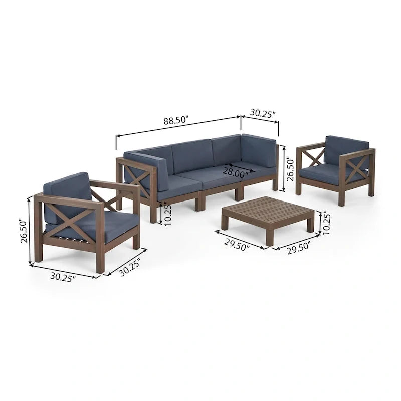 Brava Outdoor Acacia Wood 6-piece Chat Set by Christopher Knight Home