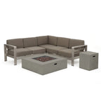 Ensemble de 5 canapés d'extérieur Cape Coral avec foyer par Christopher Knight Home