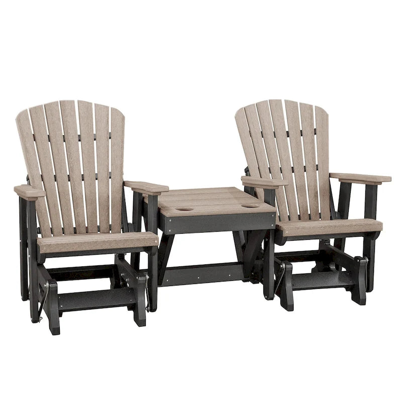 Planeur double de la gamme OS Home and Office Model avec table centrale, coloris Weatherwood avec base noire