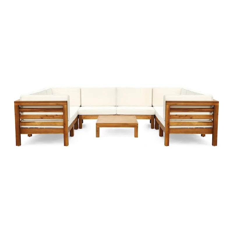 Oana Outdoor 9-piece Acacia Wood U-shaped Sectional Set by Christopher Knight Home