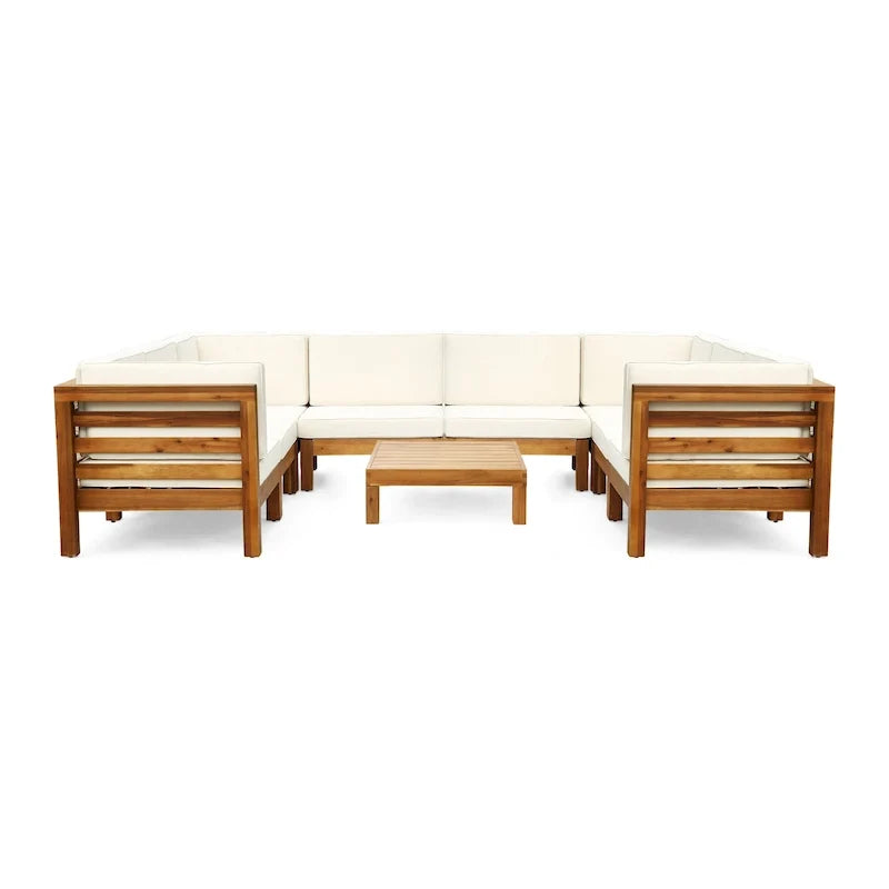 Ensemble de canapé d'angle en acacia 9 pièces Oana Outdoor par Christopher Knight Home