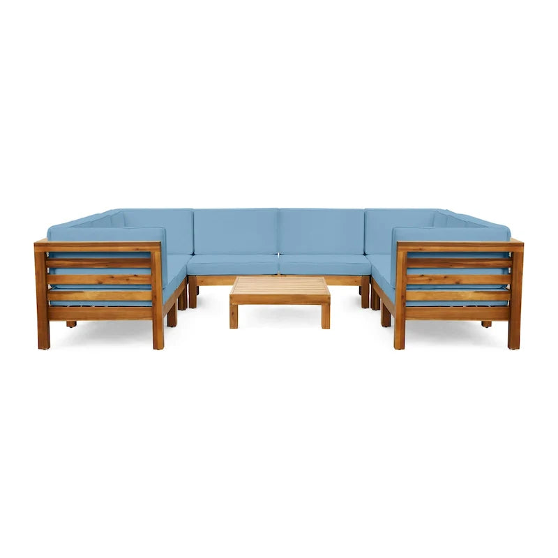 Oana Outdoor 9-piece Acacia Wood U-shaped Sectional Set by Christopher Knight Home