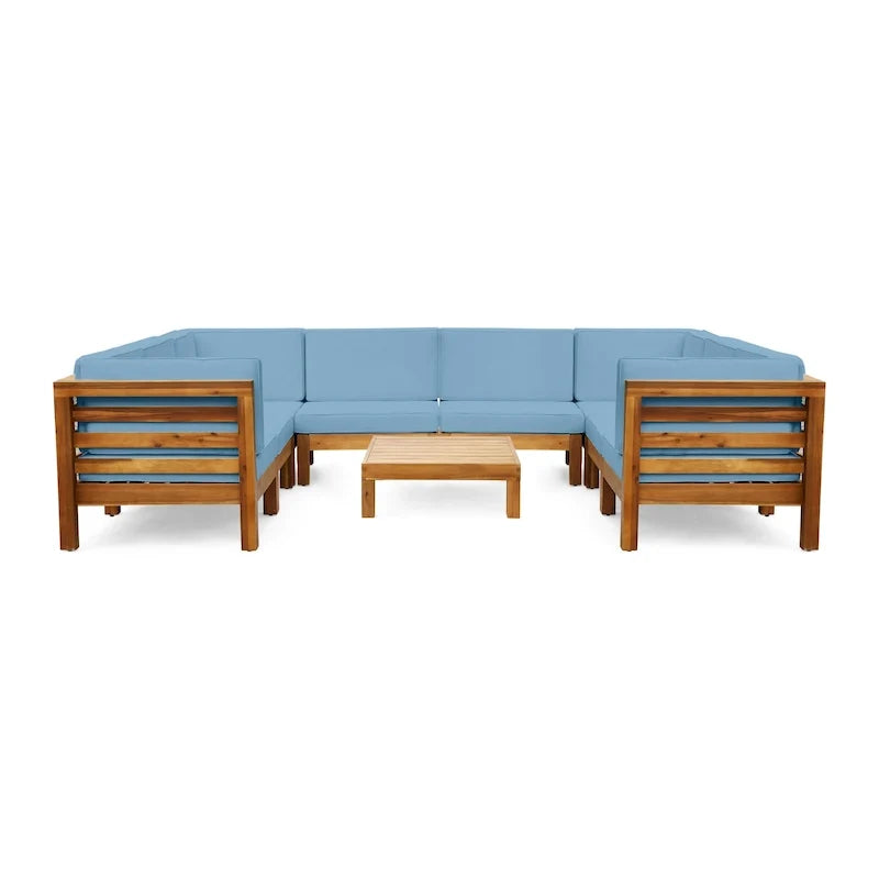 Ensemble de canapé d'angle en acacia 9 pièces Oana Outdoor par Christopher Knight Home