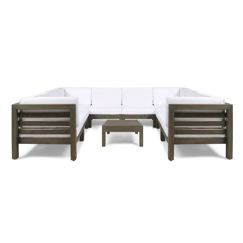 Oana Outdoor 9-piece Acacia Wood U-shaped Sectional Set by Christopher Knight Home