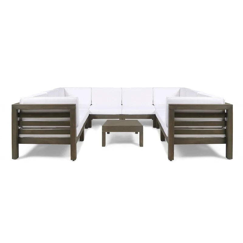 Ensemble de canapé d'angle en acacia 9 pièces Oana Outdoor par Christopher Knight Home
