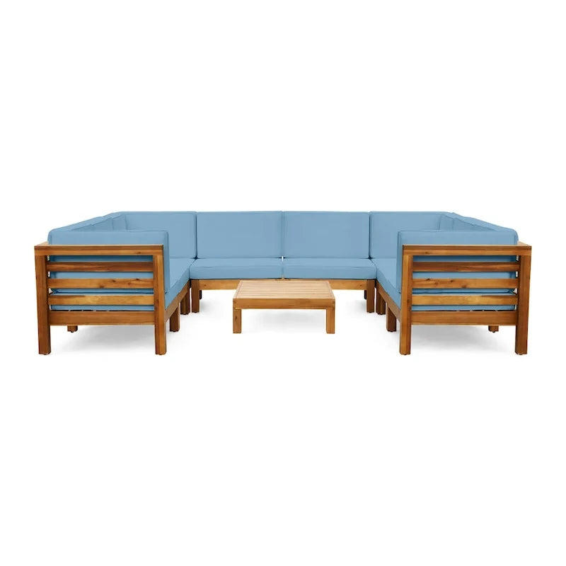 Ensemble de canapé d'angle en acacia 9 pièces Oana Outdoor par Christopher Knight Home
