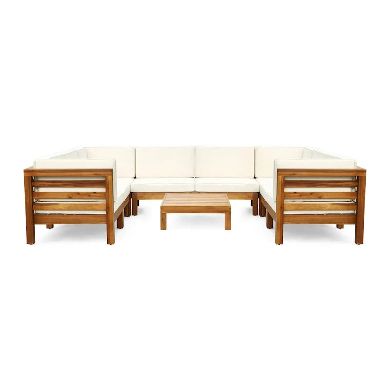 Ensemble de canapé d'angle en acacia 9 pièces Oana Outdoor par Christopher Knight Home