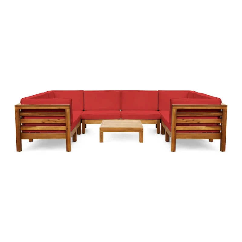 Ensemble de canapé d'angle en acacia 9 pièces Oana Outdoor par Christopher Knight Home