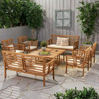 Caydon Outdoor Acacia Wood 8-seater Chat Set by Christopher Knight Home