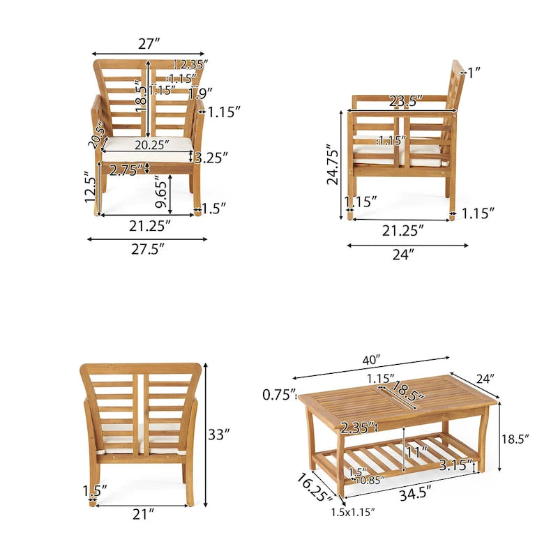 Ensemble de conversation 8 places en bois d'acacia Caydon de Christopher Knight Home