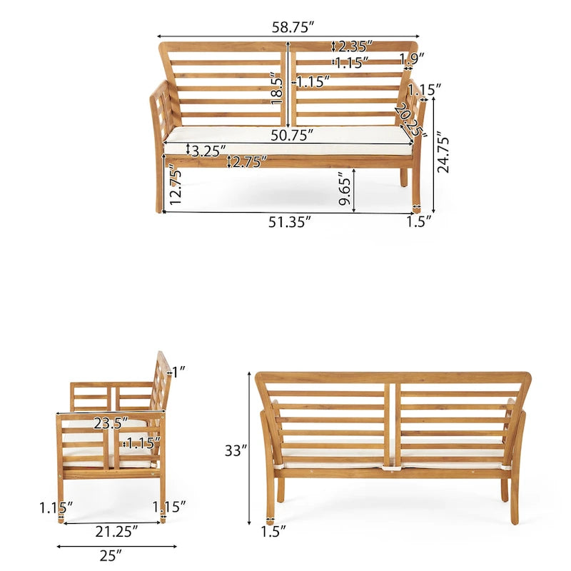 Ensemble de conversation 8 places en bois d'acacia Caydon de Christopher Knight Home