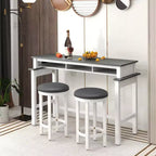 Costway Lot de 2 Tabourets de Bar Hauteur de Comptoir avec Assise Ronde et Repose-Pieds pour Cuisine Noir/Gris