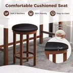 Costway Lot de 2 Tabourets de Bar Hauteur de Comptoir avec Assise Ronde et Repose-Pieds pour Cuisine Noir/Gris