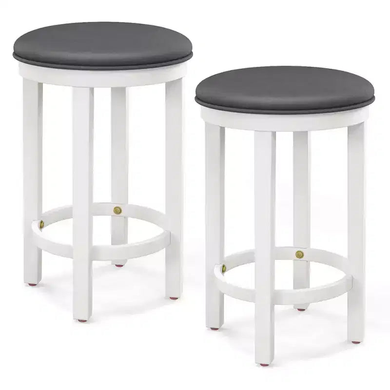 Costway Lot de 2 Tabourets de Bar Hauteur de Comptoir avec Assise Ronde et Repose-Pieds pour Cuisine Noir/Gris