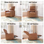 Fauteuil inclinable à bascule pivotant à 360°, fauteuil à bascule planeur, fauteuil inclinable en similicuir rembourré