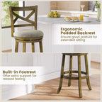 Lot de 2/4 tabourets de bar pivotants Costway, chaises hauteur de bar avec dossier creux, assise rembourrée douce, gris