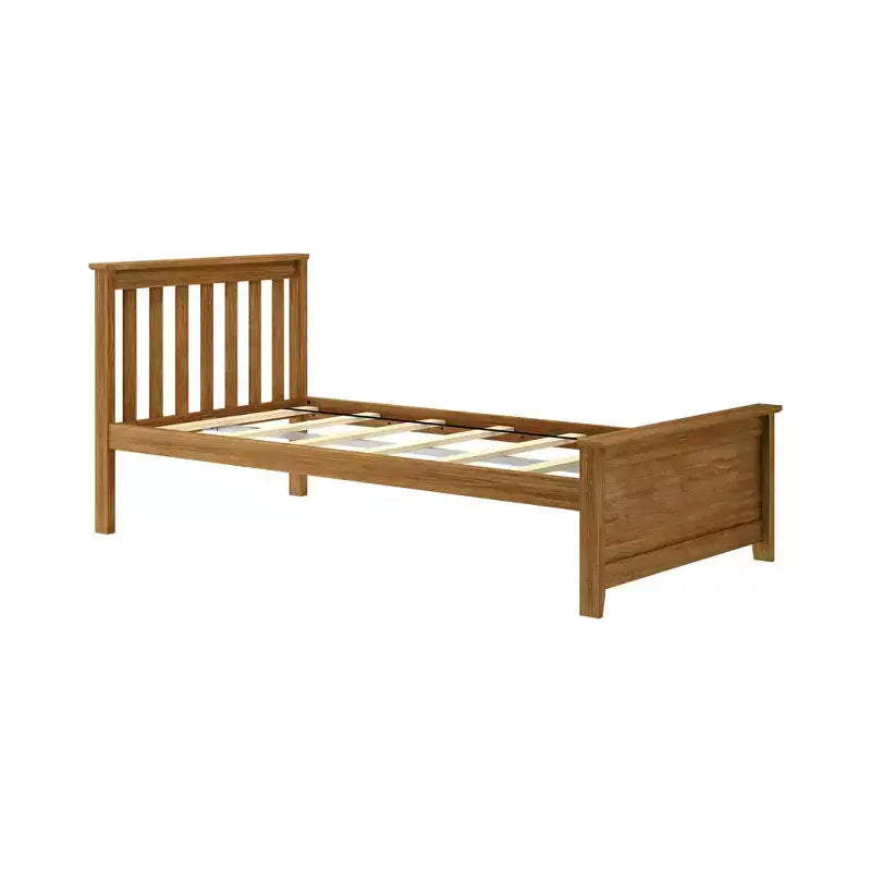 Cadre de lit simple plate-forme classique en bois massif Plank+Beam avec tête de lit à lattes