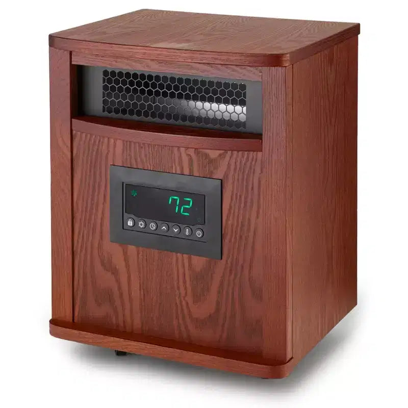 LifeSmart LifePro 1500W Portable Electric Infrared Quartz Indoor Space Heater with 6 Adjustable Heating Elements and Remote Control, Brown