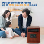 Chauffage d'appoint électrique infrarouge à quartz portable LifeSmart LifePro 1500W pour intérieur, avec 6 éléments chauffants réglables et télécommande, marron