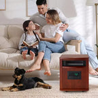 Chauffage d'appoint électrique infrarouge à quartz portable LifeSmart LifePro 1500W pour intérieur, avec 6 éléments chauffants réglables et télécommande, marron