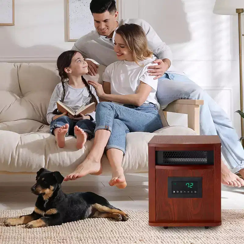 Chauffage d'appoint électrique infrarouge à quartz portable LifeSmart LifePro 1500W pour intérieur, avec 6 éléments chauffants réglables et télécommande, marron