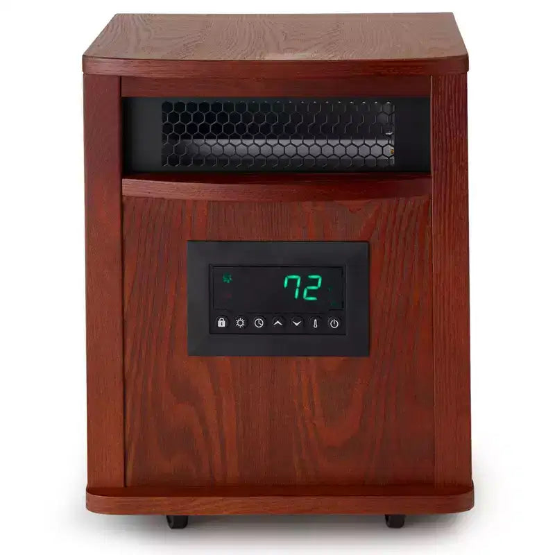 Chauffage d'appoint électrique infrarouge à quartz portable LifeSmart LifePro 1500W pour intérieur, avec 6 éléments chauffants réglables et télécommande, marron