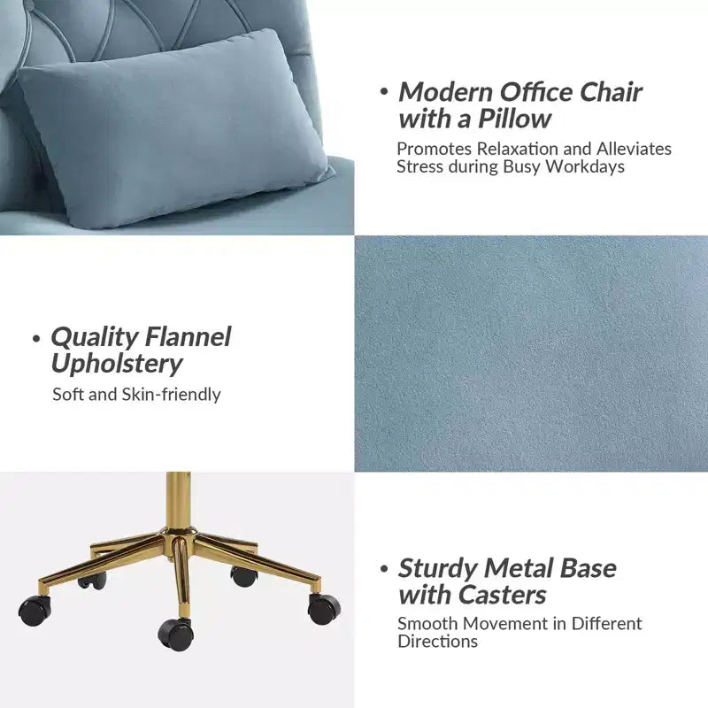 Chaise de bureau Nigel en flanelle moderne avec inclinaison et hauteur réglables Mecha|HULALA HOME