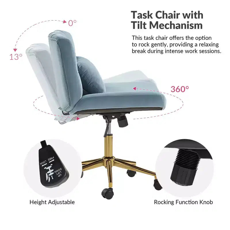 Chaise de bureau Nigel en flanelle moderne avec inclinaison et hauteur réglables Mecha|HULALA HOME
