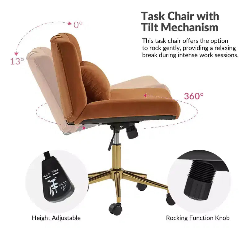 Chaise de bureau Nigel en flanelle moderne avec inclinaison et hauteur réglables Mecha|HULALA HOME