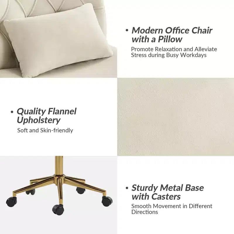 Chaise de bureau Nigel en flanelle moderne avec inclinaison et hauteur réglables Mecha|HULALA HOME