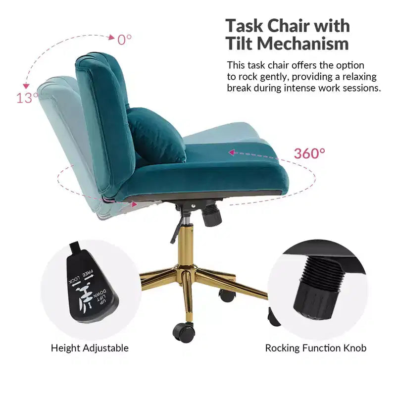 Chaise de bureau Nigel en flanelle moderne avec inclinaison et hauteur réglables Mecha|HULALA HOME