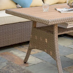 Outsunny Ensemble de 6 canapés de terrasse en osier avec table basse en plastique imitation bois et coussins, gris chiné - 174 x 61 x 71,7 cm