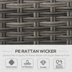 Outsunny Ensemble de 6 canapés de terrasse en osier avec table basse en plastique imitation bois et coussins, gris chiné - 174 x 61 x 71,7 cm