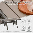 Outsunny Ensemble de 6 canapés de terrasse en osier avec table basse en plastique imitation bois et coussins, gris chiné - 174 x 61 x 71,7 cm