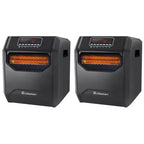 LifeSmart LifePro 1500 Watt High Power 3 Mode Programmable Space Heater with 6 Quartz Infrared Element, Remote, and Digital Display, Black (2 Pack)