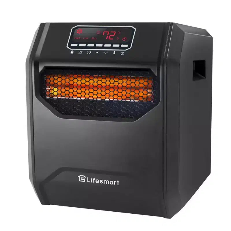 Chauffage d'appoint LifeSmart LifePro 1500 watts haute puissance, 3 modes programmables, avec 6 éléments infrarouges en quartz, télécommande et affichage numérique, noir (lot de 2)