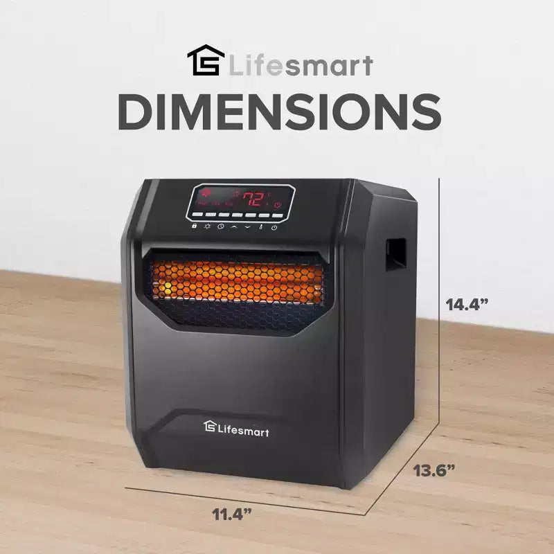 Chauffage d'appoint LifeSmart LifePro 1500 watts haute puissance, 3 modes programmables, avec 6 éléments infrarouges en quartz, télécommande et affichage numérique, noir (lot de 2)