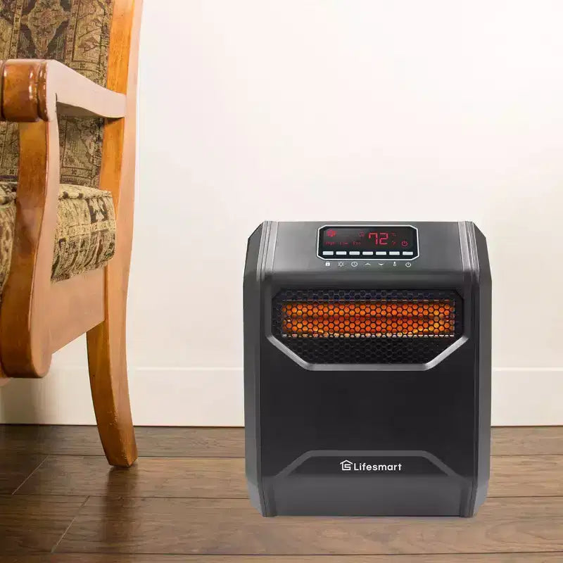 Chauffage d'appoint LifeSmart LifePro 1500 watts haute puissance, 3 modes programmables, avec 6 éléments infrarouges en quartz, télécommande et affichage numérique, noir (lot de 2)