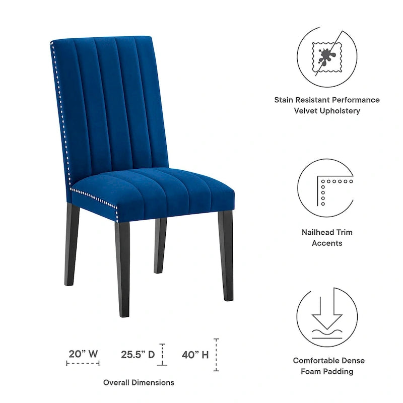 Chaises de salle à manger en velours - Lot de 2