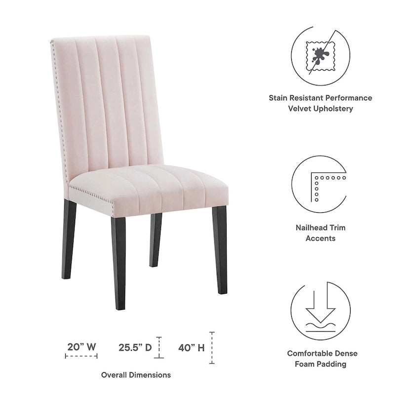 Chaises de salle à manger en velours - Lot de 2