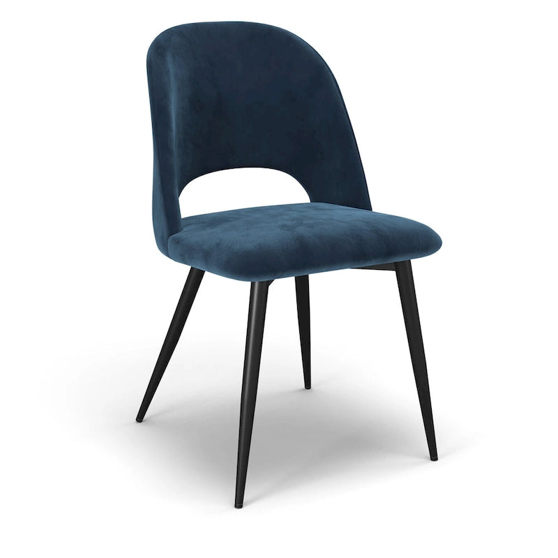 Chaise d'appoint en velours pieds noirs (Lot de 2)