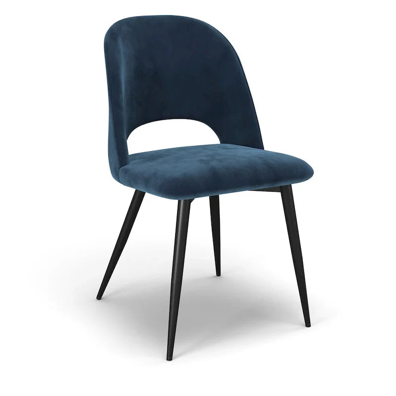 Chaise d'appoint en velours pieds noirs (Lot de 2)