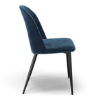 Chaise d'appoint en velours pieds noirs (Lot de 2)