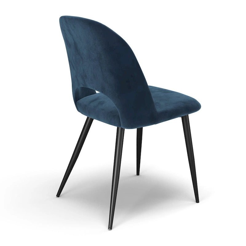 Chaise d'appoint en velours pieds noirs (Lot de 2)