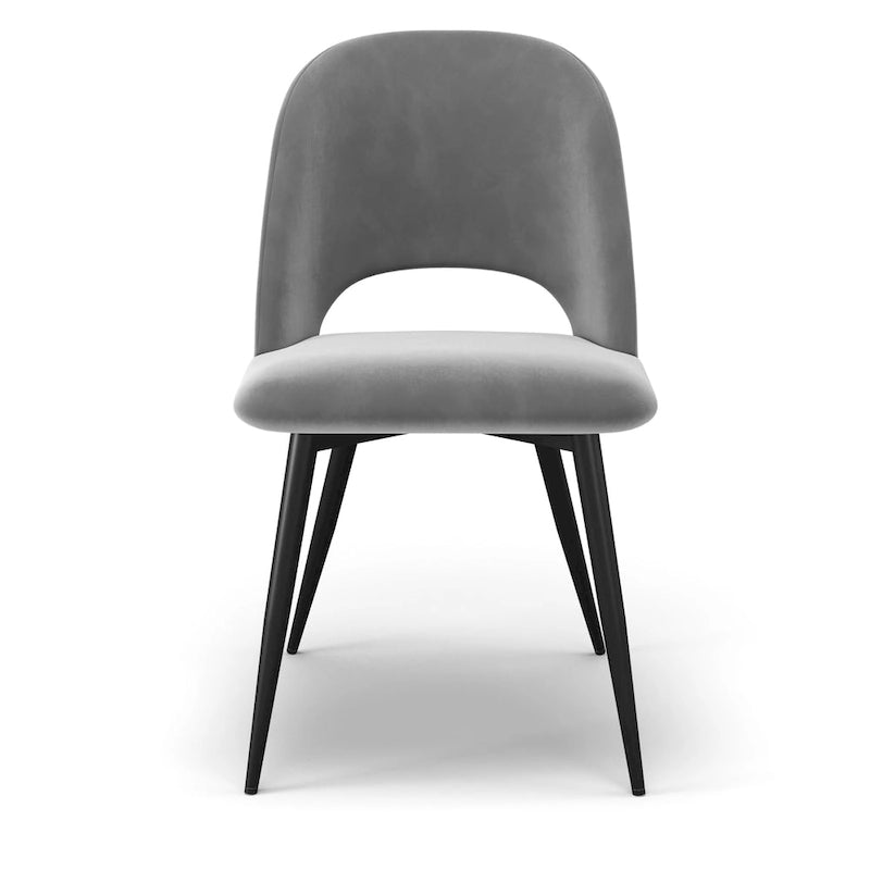 Chaise d'appoint en velours pieds noirs (Lot de 2)