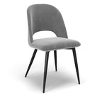 Chaise d'appoint en velours pieds noirs (Lot de 2)