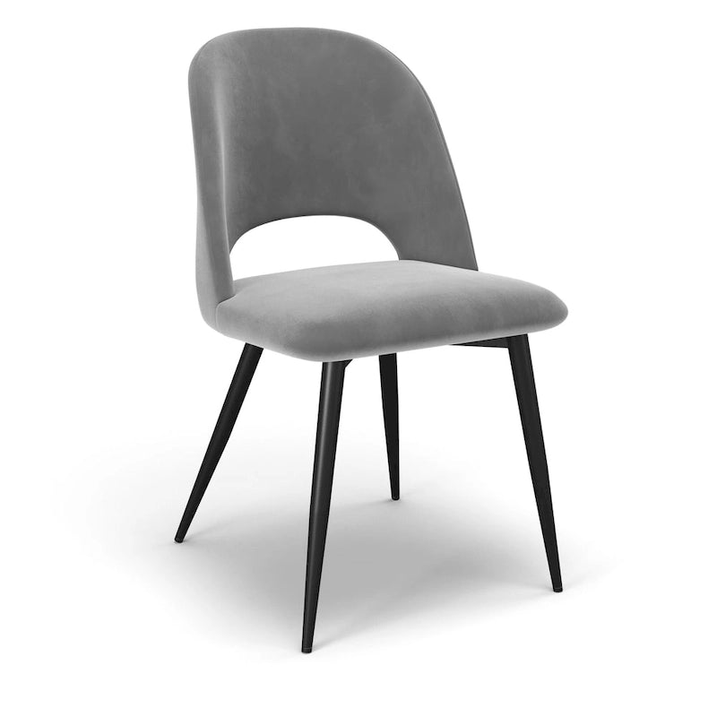 Chaise d'appoint en velours pieds noirs (Lot de 2)