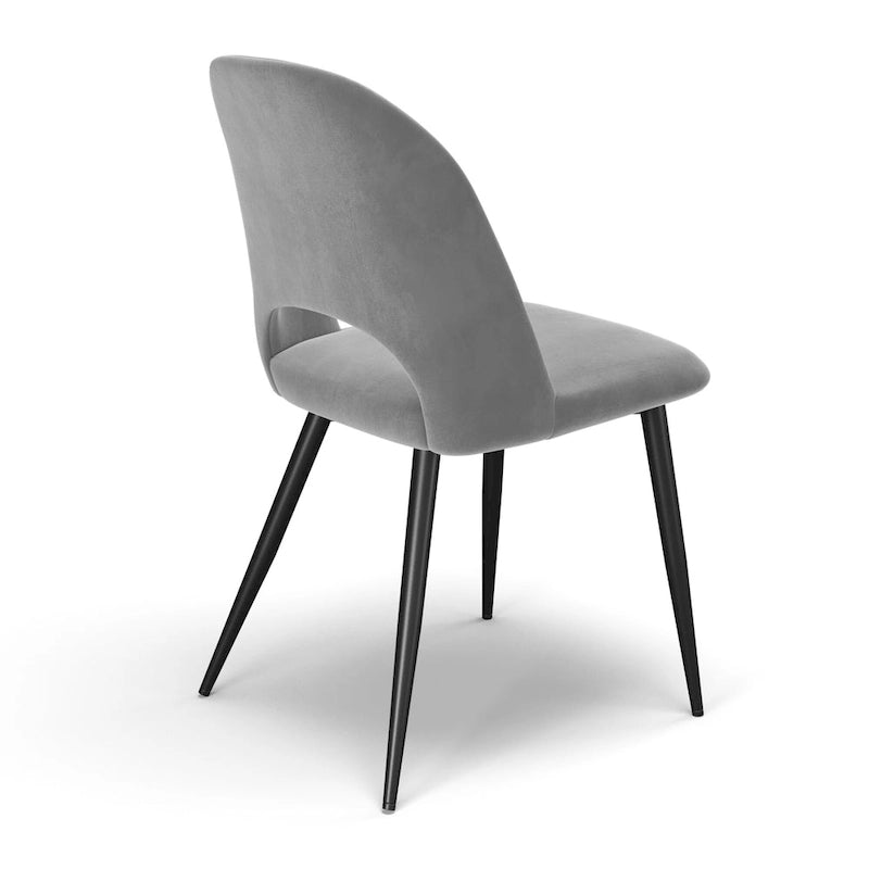Chaise d'appoint en velours pieds noirs (Lot de 2)