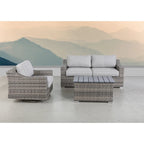 Ensemble de 4 fauteuils pivotants à bascule gris avec coussins